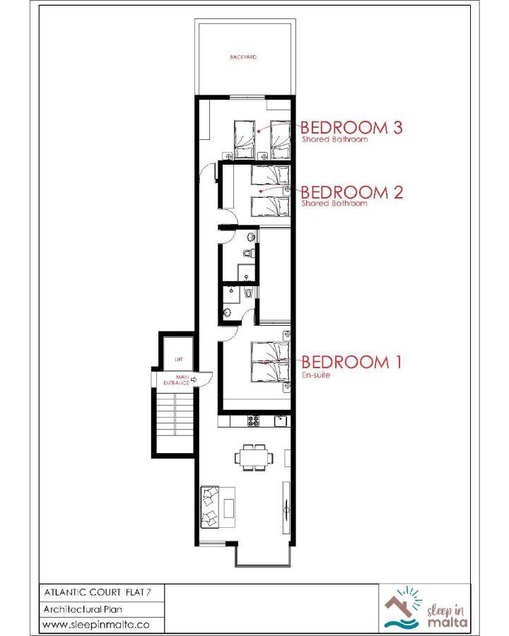 F7 Room 2, Private Bedroom Two Single Beds Shared Bathroom In Shared Flat Msida Bagian luar foto